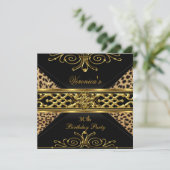 Invitation 30e anniversaire Gold Black Gold Art Déco Leopard (Debout devant)