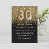 Invitation 30e anniversaire Gold & Black Parties scintillant (Debout devant)