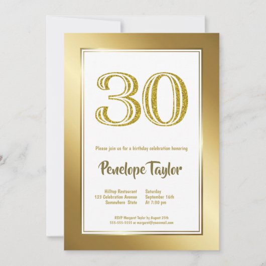 Invitation 30e anniversaire Gold Party (Devant)