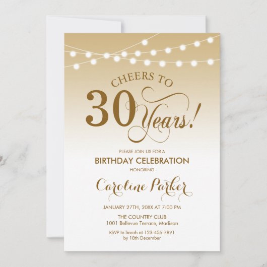 Invitation 30e anniversaire - Gold White (Devant)