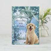 Invitation 30e anniversaire Golden Retriever Winter Blue (Debout devant)