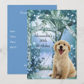 Invitation 30e anniversaire Golden Retriever Winter Blue (Devant / Derrière)