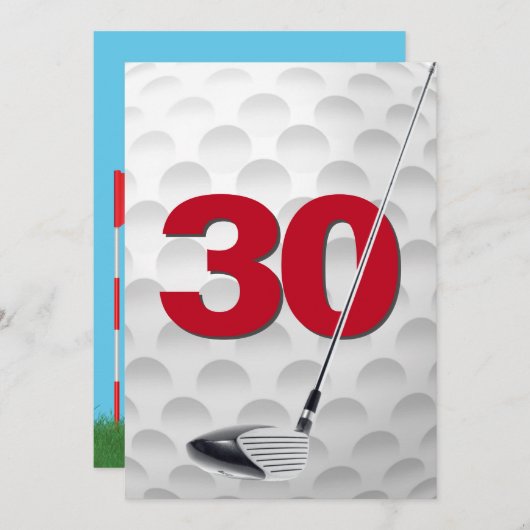 Invitation 30e anniversaire Golf Theme Party (Devant / Derrière)