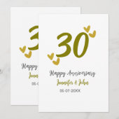 Invitation 30e anniversaire heureux couple de mariages gris d (Devant / Derrière)