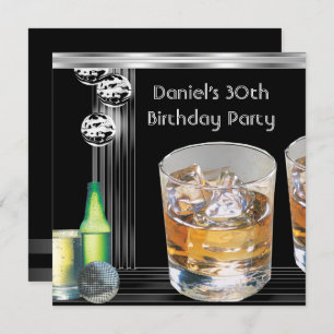 Invitation 30e anniversaire Hommes Boissons Black Silver