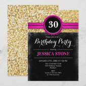 Invitation 30e anniversaire - Hot rose Black Gold - TOUTE ANN (Devant / Derrière)