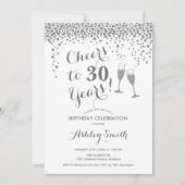 Invitation 30e Anniversaire - Joue À 30 Ans Argent Blanc (Devant)