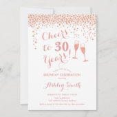 Invitation 30e Anniversaire - Joue À 30 Ans Rose Or Blanc (Devant)