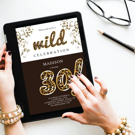 Invitation 30e anniversaire Leopard Foil Script