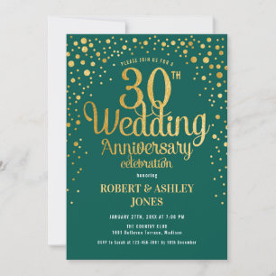 Invitation 30e anniversaire Mariage - Emerald Green & Gold