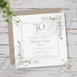 Invitation 30e anniversaire Mariage Pearl Greenery Floral<br><div class="desc">Avec ses délicats feuilles d'aquarelle,  cette invitation à l'anniversaire chic peut être personnalisée avec vos informations spéciales de célébration de 30 ans,  avec un arrière - plan perle à l'envers. Conçu par Thisisnotme©</div>