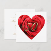 Invitation 30e anniversaire Mariage Roses rouges Coeur élégan (Devant / Derrière)