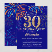 Invitation 30e anniversaire Marine Blue and Gold Rainbow Fire (Devant / Derrière)