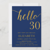 Invitation 30e anniversaire Marine et or Bonjour 30 (Devant)