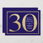 Invitation 30e anniversaire Marine Parties scintillant bleue (Devant / Derrière)