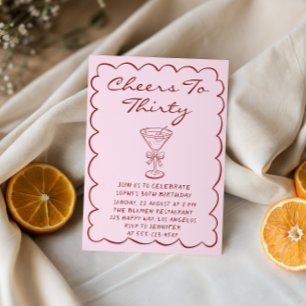 Invitation 30e anniversaire Martini rose « À trente ans »