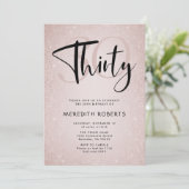 Invitation 30e anniversaire Modern Script Rose Gold Party (Debout devant)