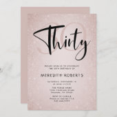 Invitation 30e anniversaire Modern Script Rose Gold Party (Devant / Derrière)