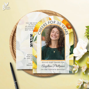Invitation 30e Anniversaire Moderne Arche Fleurs DAFFODILS Ph