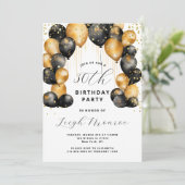 Invitation 30e anniversaire moderne Black Gold (Debout devant)