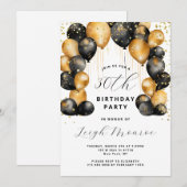 Invitation 30e anniversaire moderne Black Gold (Devant / Derrière)