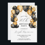 Invitation 30e anniversaire moderne Black Gold<br><div class="desc">Célébrez cet anniversaire marquant avec une invitation sophistiquée et moderne ! Doté d'un arrière - plan blanc orné de ballons dorés chatoyants et de confettis de parties scintillant dorée scintillants. Personnalisez avec les détails de votre événement. Disponible en version imprimée, en téléchargement numérique ou les deux ! Vous pouvez ajouter...</div>