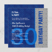 Invitation 30e anniversaire Moderne Bleu et Argent (Devant / Derrière)