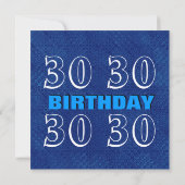 Invitation 30e anniversaire Moderne Bleu et Argent S300 (Dos)