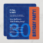 Invitation 30e anniversaire Moderne Bleu et Orange (Devant / Derrière)