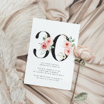 Invitation 30e anniversaire Moderne Floral Rose Gold Green<br><div class="desc">30e anniversaire Moderne Floral Rose Gold Greenery Invitation avec des fleurs roses d'aquarelle et des accents or rose avec verdure.</div>