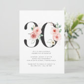 Invitation 30e anniversaire Moderne Floral Rose Gold Green (Debout devant)