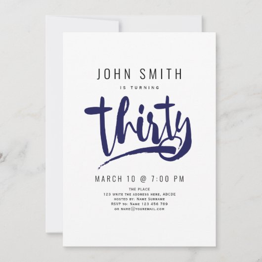 Invitation 30e anniversaire, Moderne, Masculine (Devant)