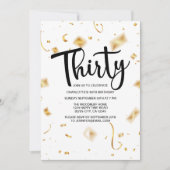 Invitation 30e anniversaire moderne noir blanc | Anniversaire (Devant)