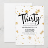 Invitation 30e anniversaire moderne noir blanc | Anniversaire (Devant / Derrière)