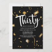 Invitation 30e anniversaire moderne noir blanc | Anniversaire (Devant)