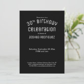 Invitation 30e anniversaire moderne noir blanc gris rayures (Debout devant)