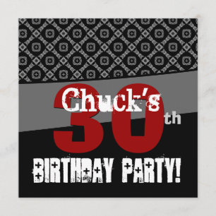 Invitation 30e anniversaire Motif noir et blanc pour lui