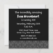 Invitation 30e anniversaire Motif noir et blanc pour lui (Dos)