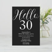 Invitation 30e anniversaire Noir Blanc Chic Anniversaire (Debout devant)