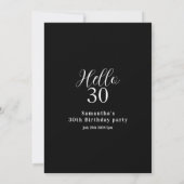 Invitation 30e anniversaire Noir Blanc Chic Anniversaire (Dos)