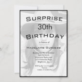 Invitation 30e anniversaire noir blanc photo moderne élégant (Dos)