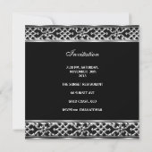 Invitation 30e Anniversaire Noir Blanc Rayure Argent (Dos)