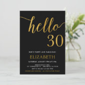 Invitation 30e anniversaire Noir et Or Bonjour 30 (Debout devant)