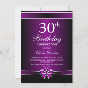 Invitation 30e anniversaire noir et violet