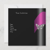 Invitation 30e anniversaire Noir Pink Plum Purple Papillon (Dos)