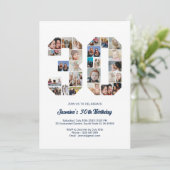 Invitation 30e anniversaire Numéro 30 Photo personnalisée Col (Debout devant)