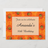 Invitation 30e anniversaire orangé fête florale (Devant)
