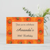 Invitation 30e anniversaire orangé fête florale (Debout devant)
