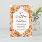Invitation 30e anniversaire Orange Rose Floral Party (Debout devant)