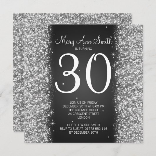 Invitation 30e anniversaire Parties scintillant d'étincelle N (Devant / Derrière)